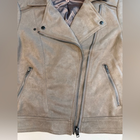 PHILOSOPHY Faux Leather/Suede Zip Up Moto Bomber Jacket Size XS in Taupe - Picture 6 of 15